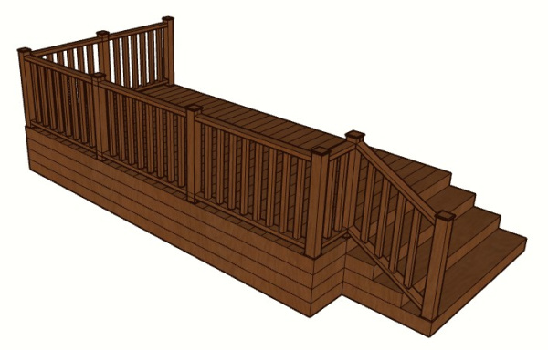 Уличная лестница Ecodecking Техно крыльцо с ограждением Техно